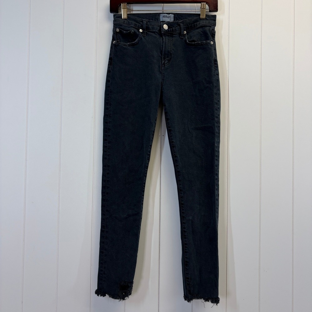 AGOLDE Toni Preppy Jeans Womens Size 26 Black Grunge Edgy Stretchy Minimalist